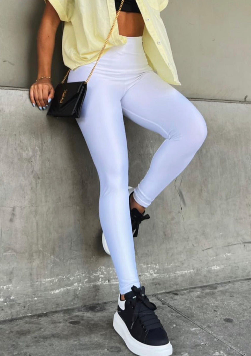 White color Legging effect leather basic