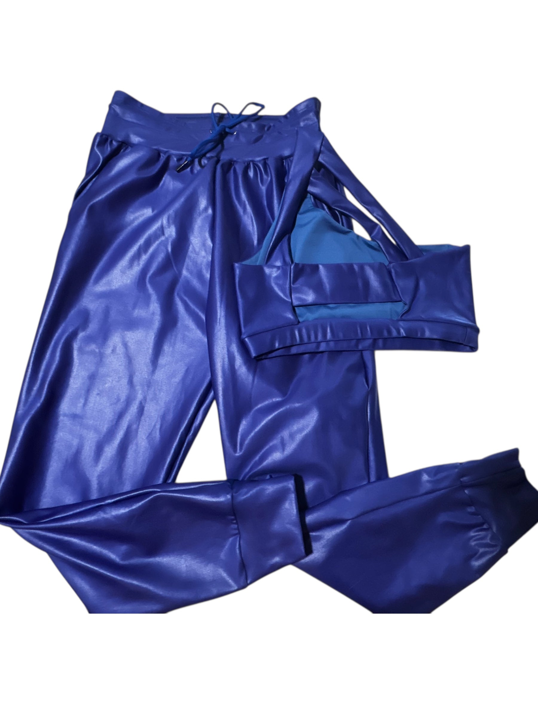 Set Sport Jogger blue color effect leather