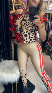 Sport Set cheetah Legging with t-shirt - 2 pieces