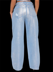 Metalic Silver pant jeans (Medium)