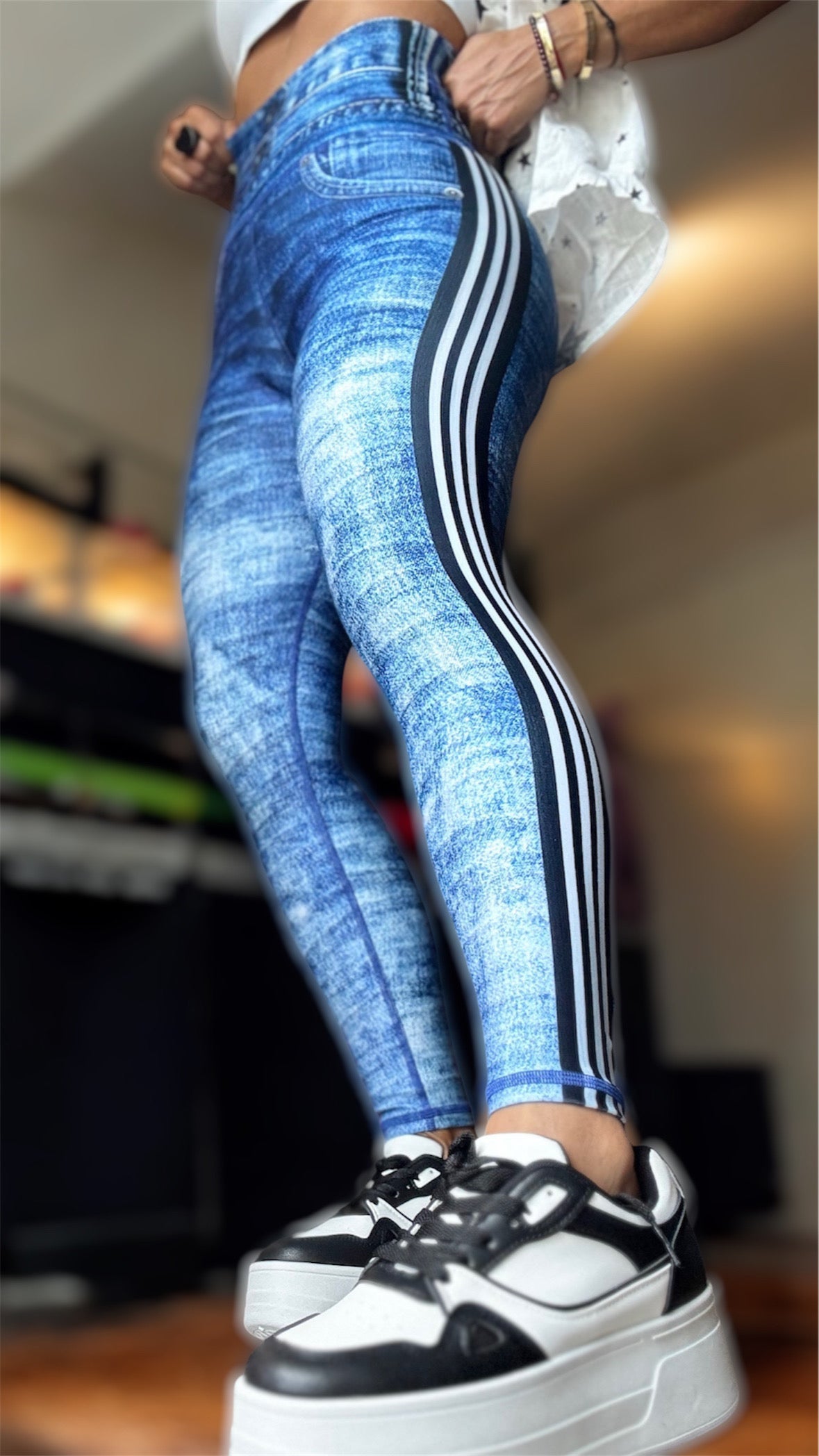 Legging Jeans with sport stripes