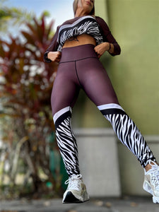 Sport Set Brown with zebra -Legging with mesh