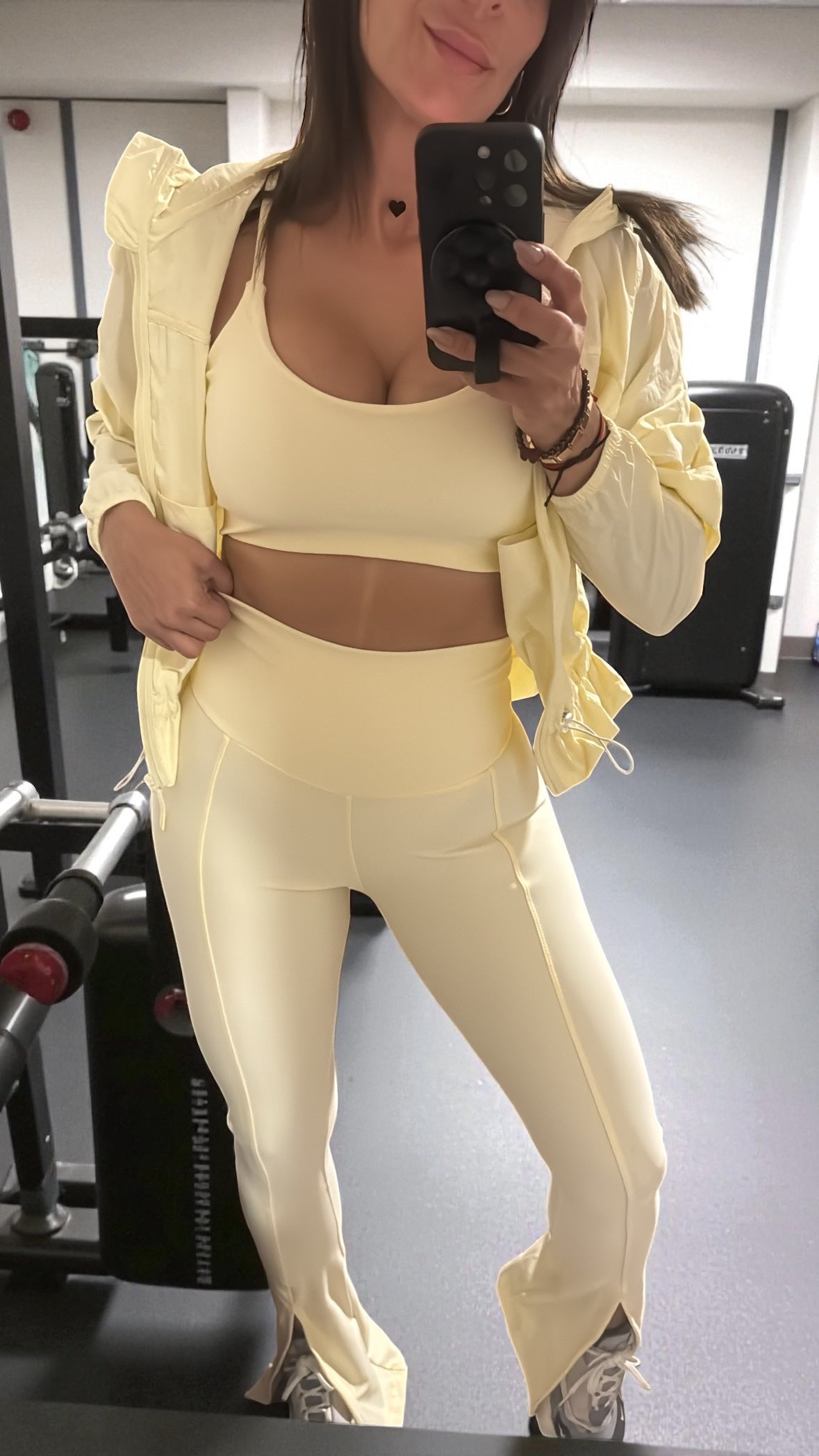 Sport Set Light yellow open boot supplex - top and legging