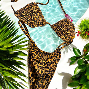 Leopard swimwear macramé