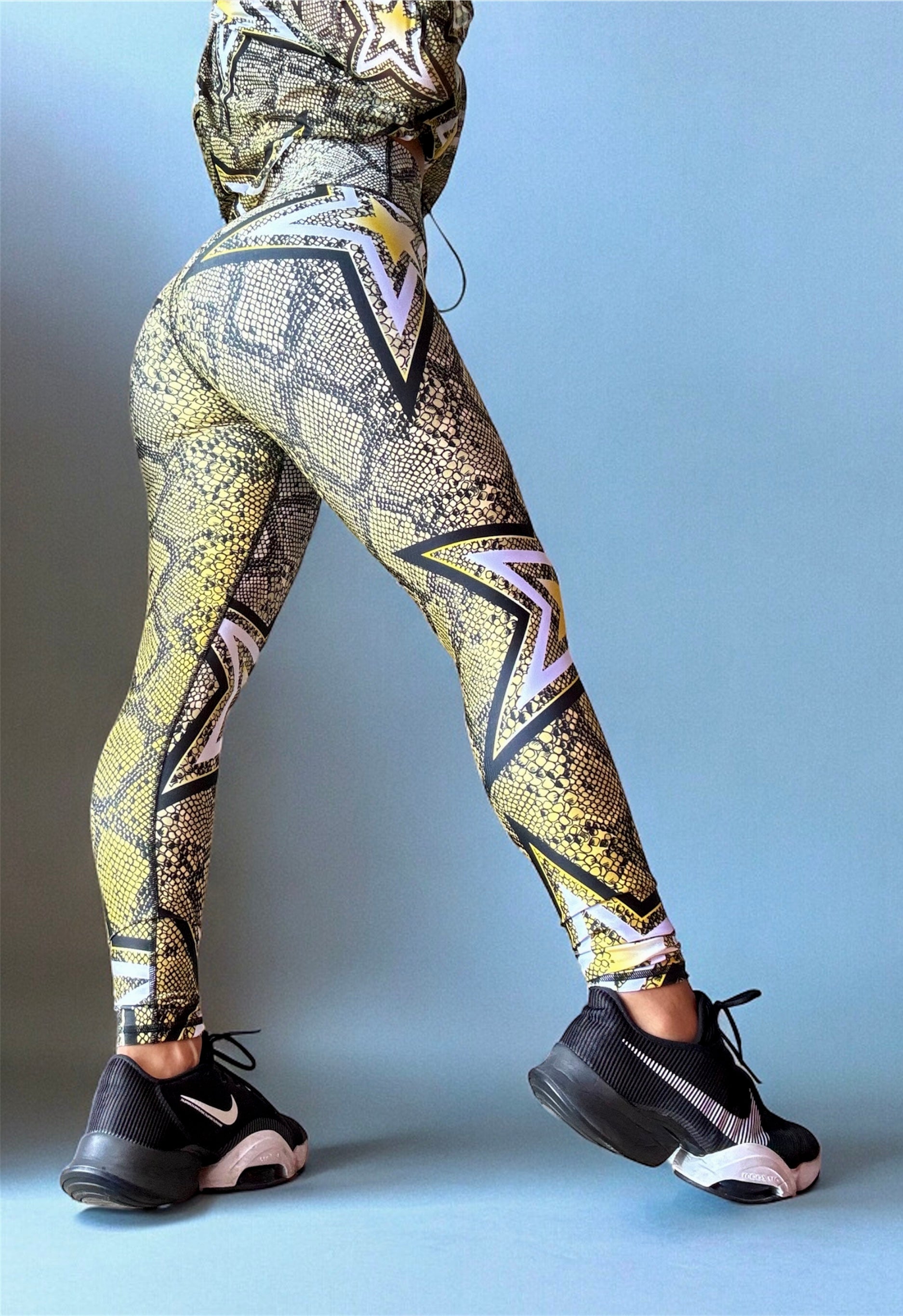 Sport set Stars yellow Legging with Mesh- 2 pieces