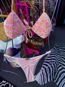 Bikini macramé rose swimwear
