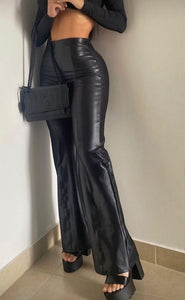 Legging Wide boot Black effect leather