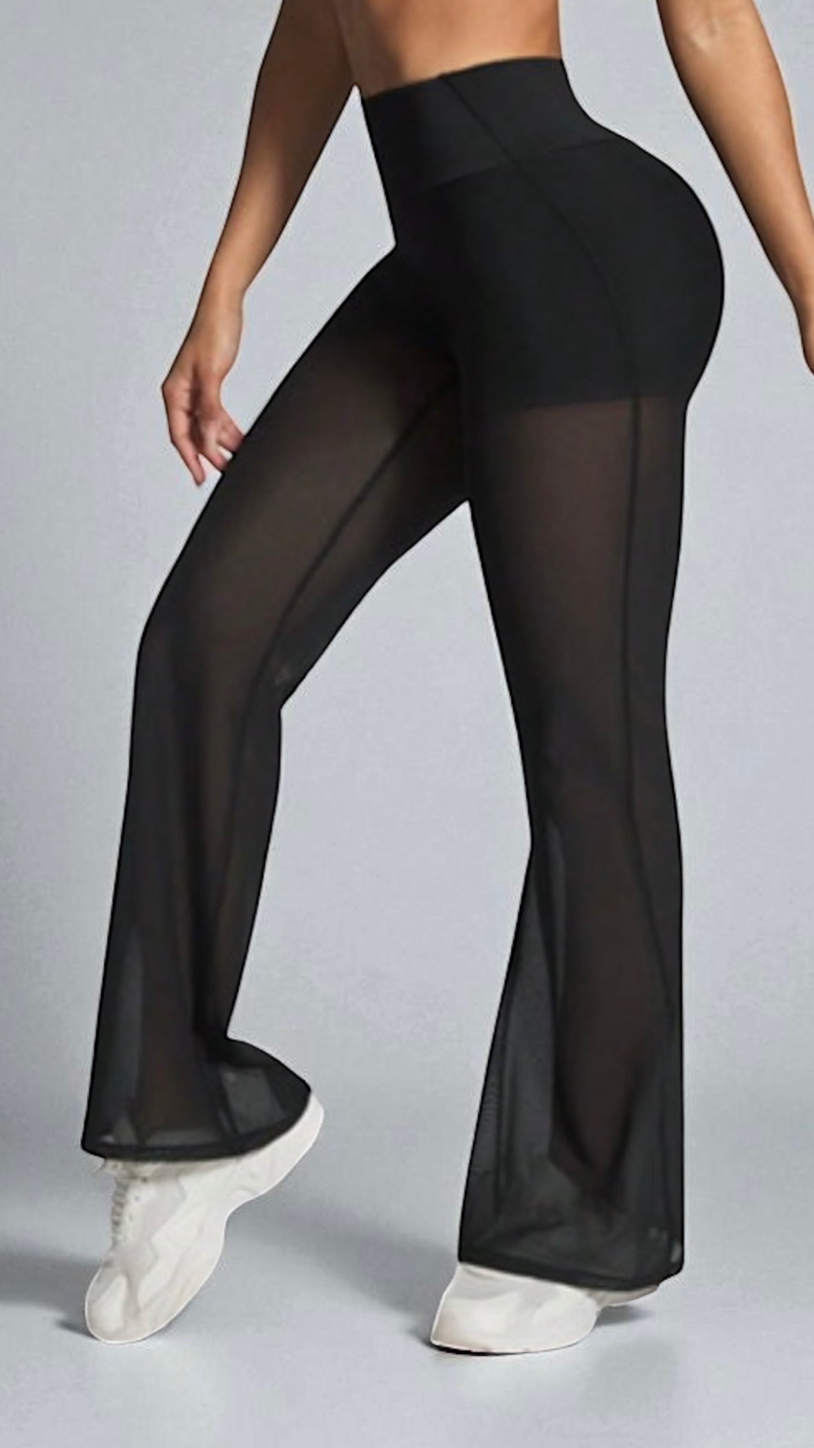 Black legging with Mesh Legging effect leather
