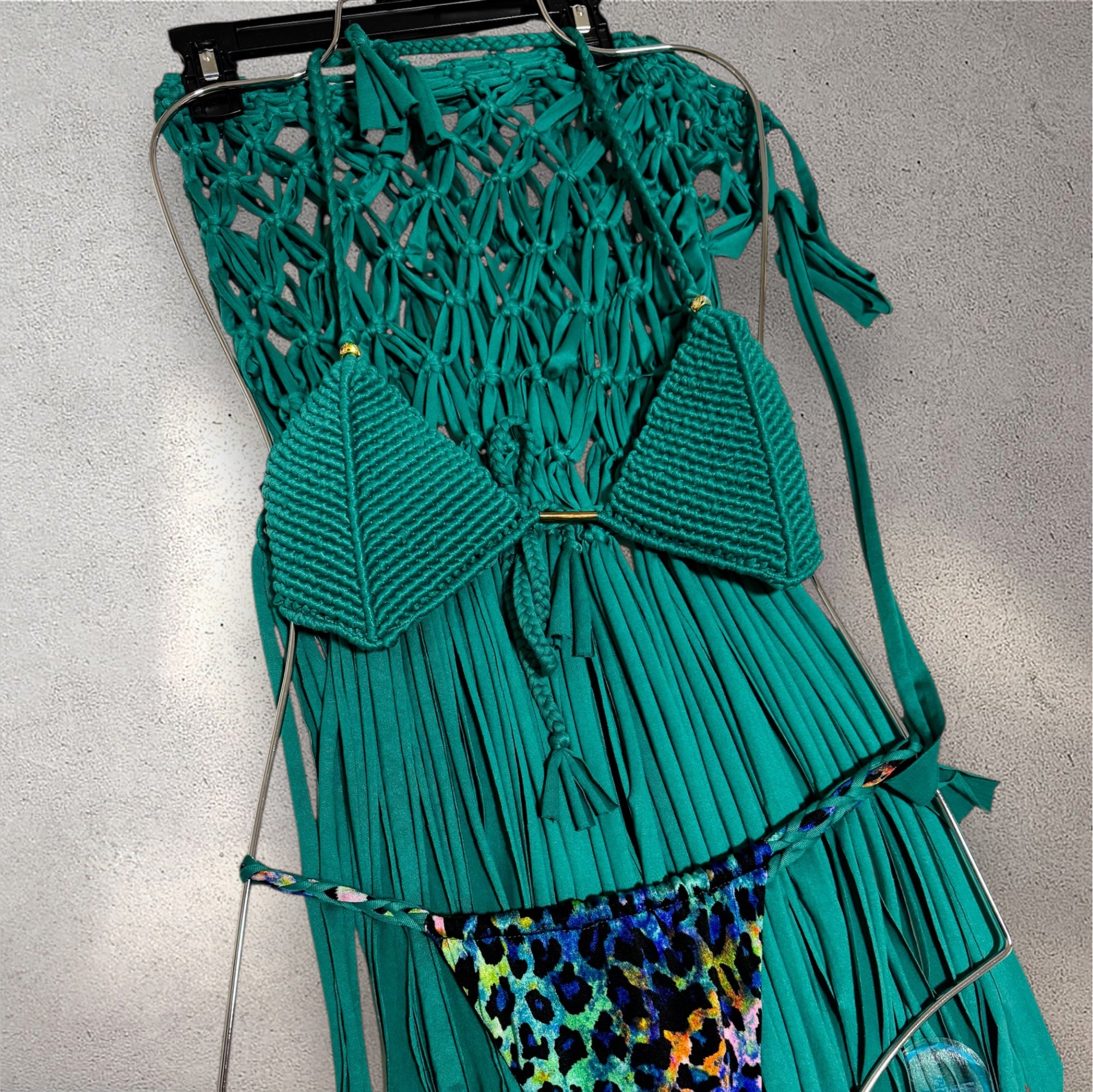 Esmeralda bikini reversible power set 3 pieces Macramé (Medium)