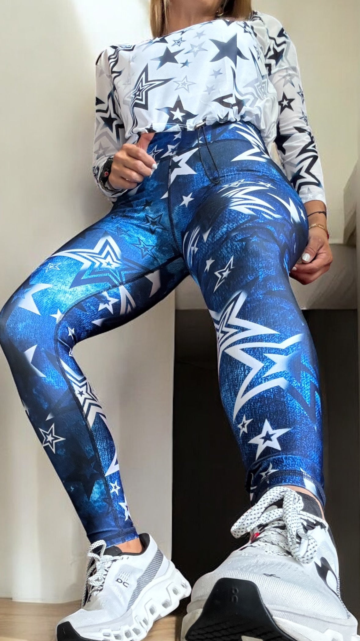 Sports Set blue Navy and white with stars - 2 pieces