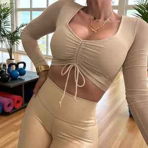 Long sleeve Mesh crop top power