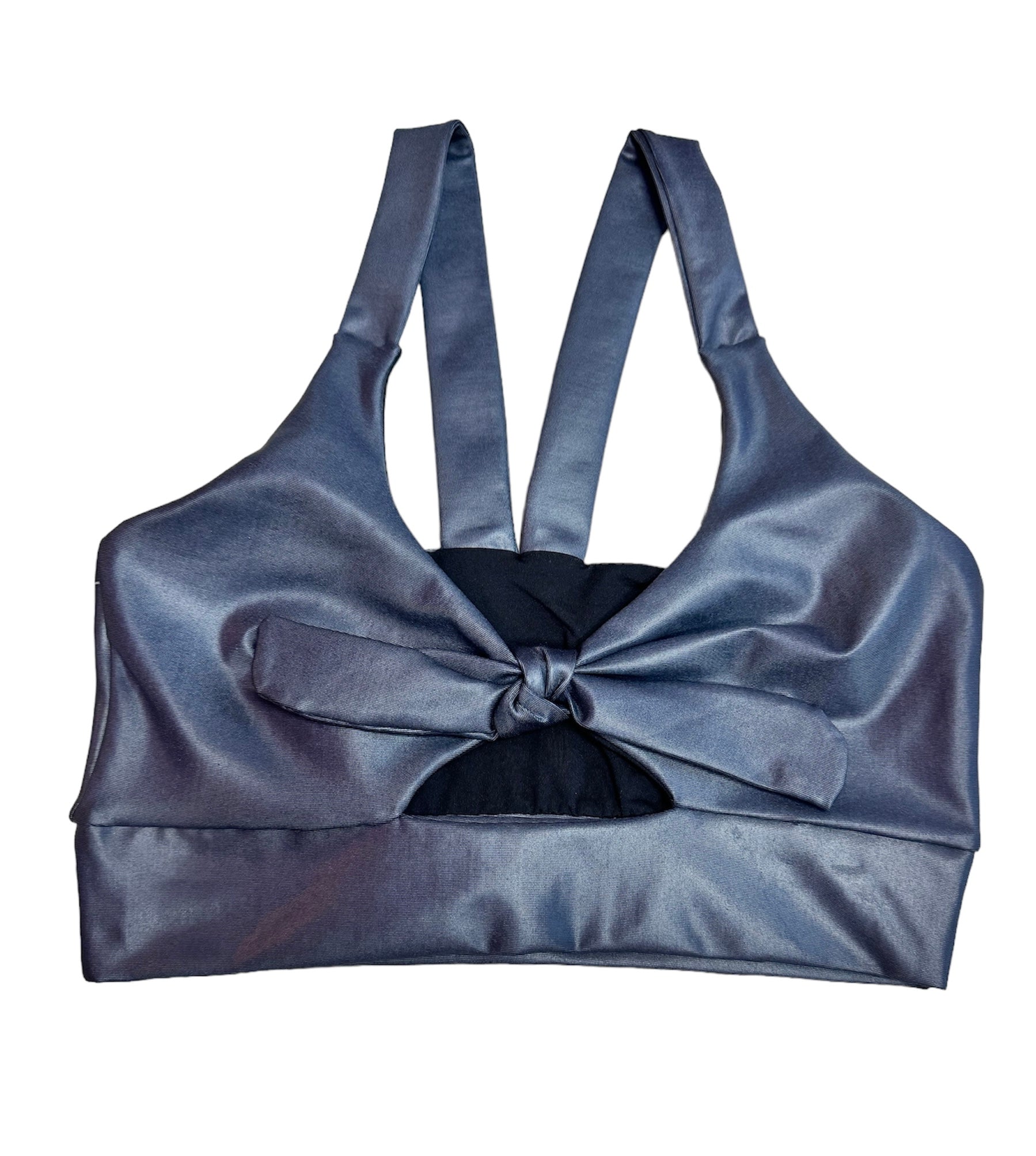 Bow crop top leather effect olympic