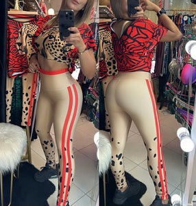 Sport Set cheetah Legging with t-shirt - 2 pieces