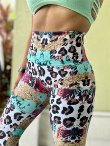 Legging Supplex leopard print mint