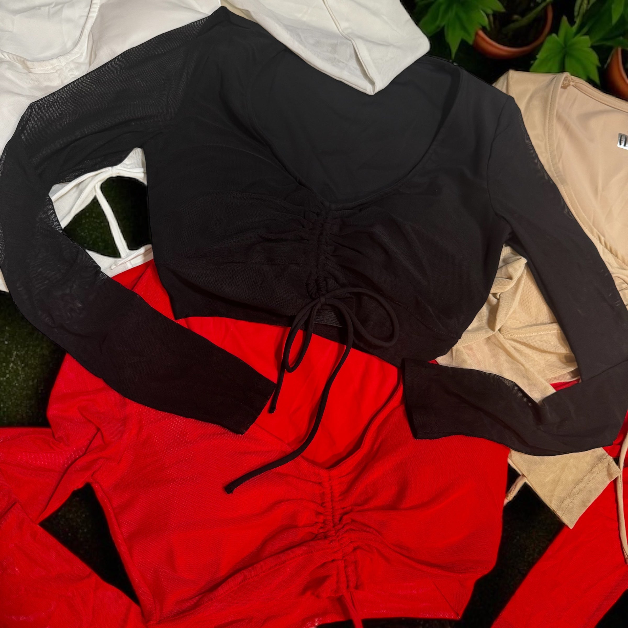 Long sleeve Mesh crop top power