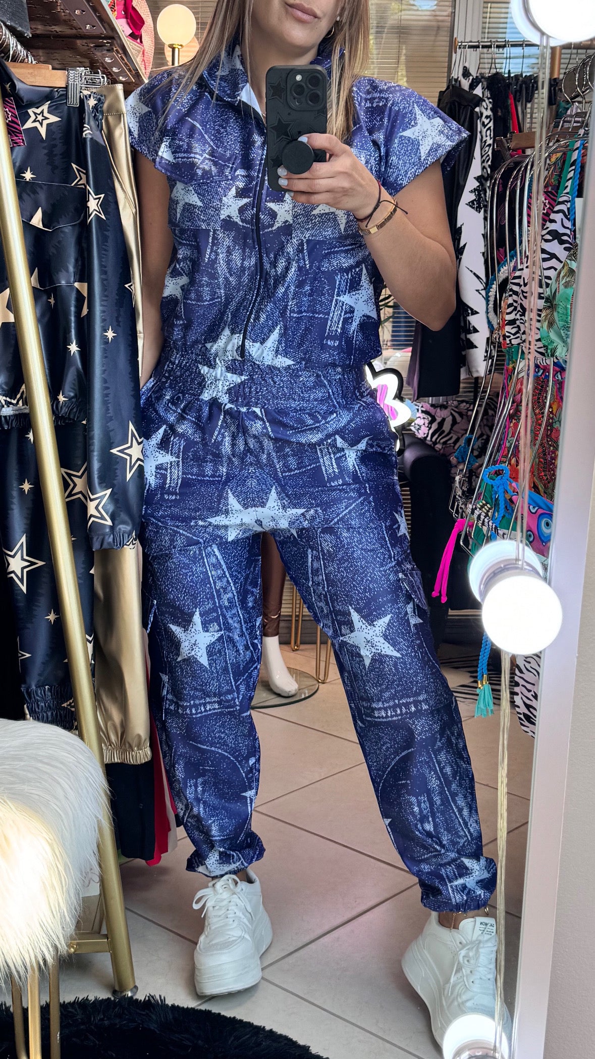 Stars Jumper jeans effect leather