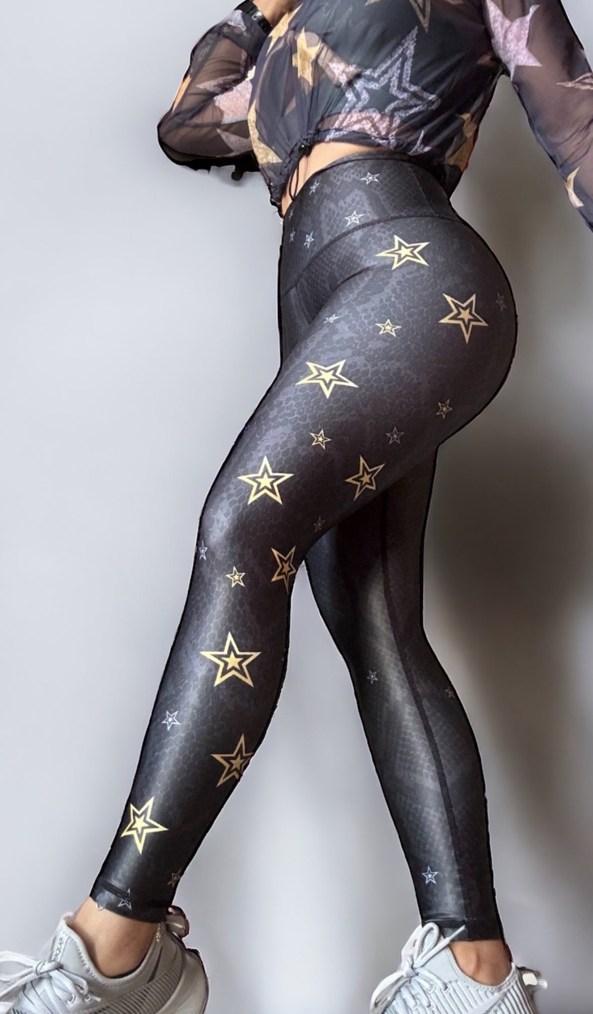 Legging snake dark gray Stars -effect leather basic