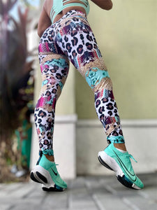 Legging Supplex leopard print mint