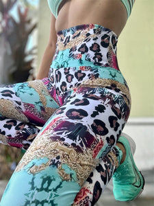 Legging Supplex leopard print mint