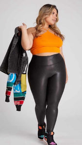 Leggings effect leather black basic