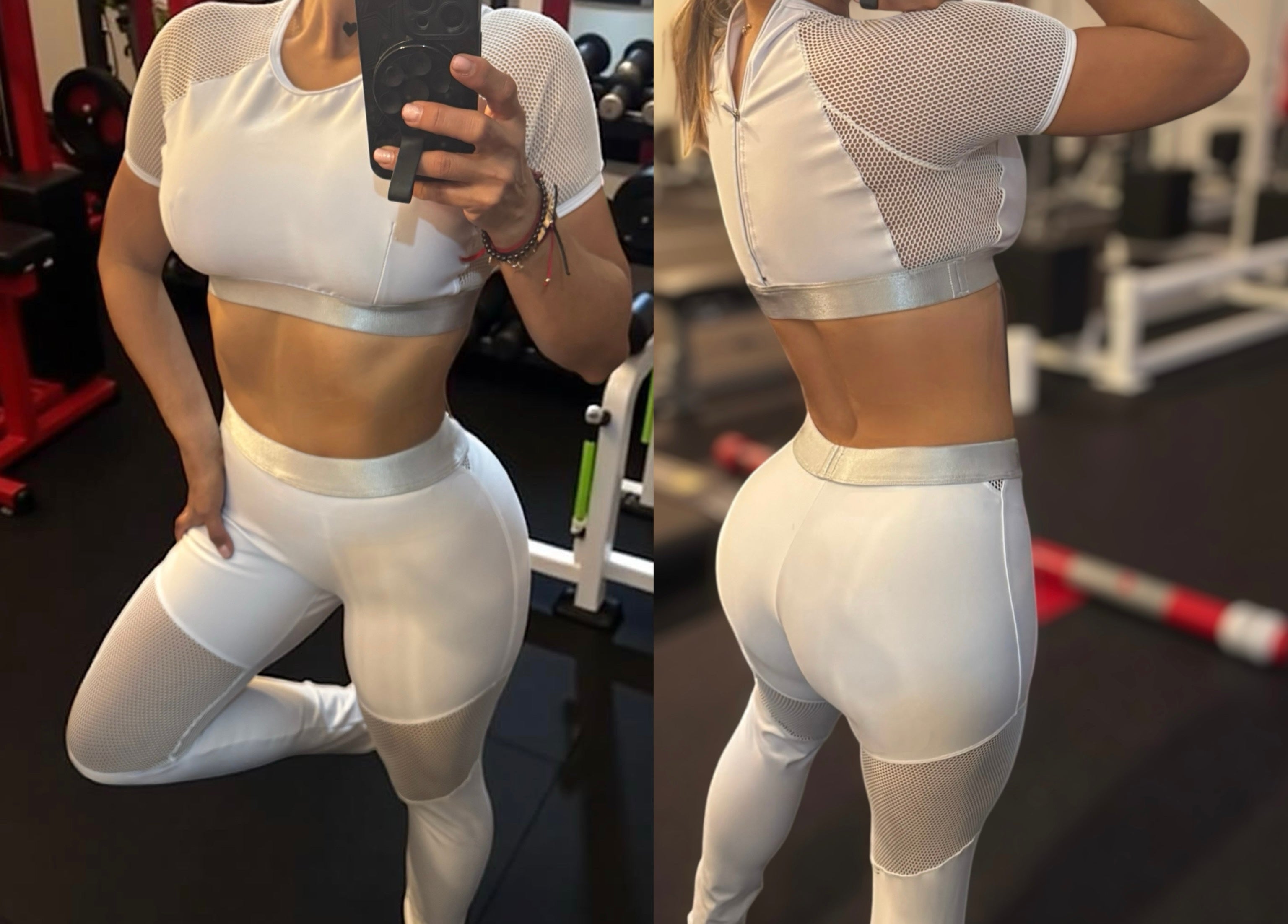 Sports Set White supplex with hollow mesh