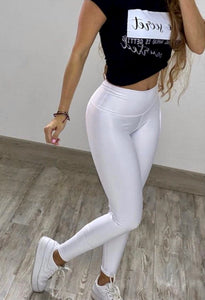 White color Legging effect leather basic