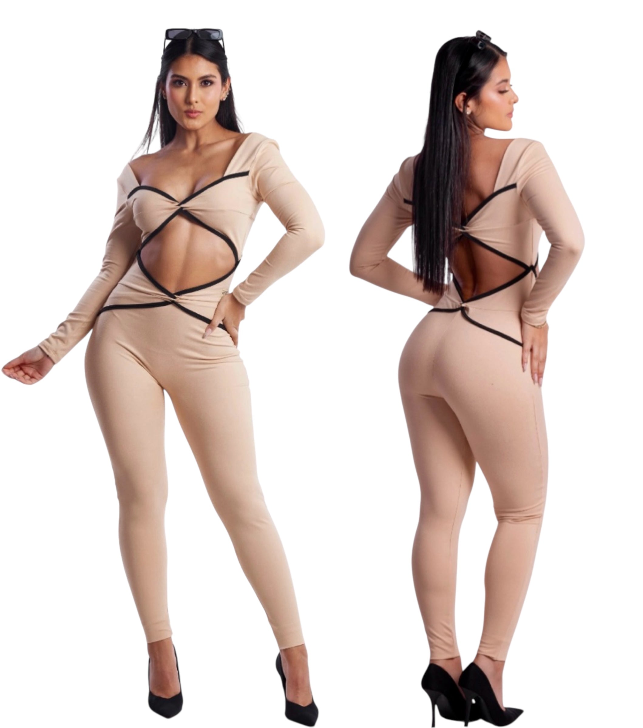 Jumpsuit beige supplex fashion