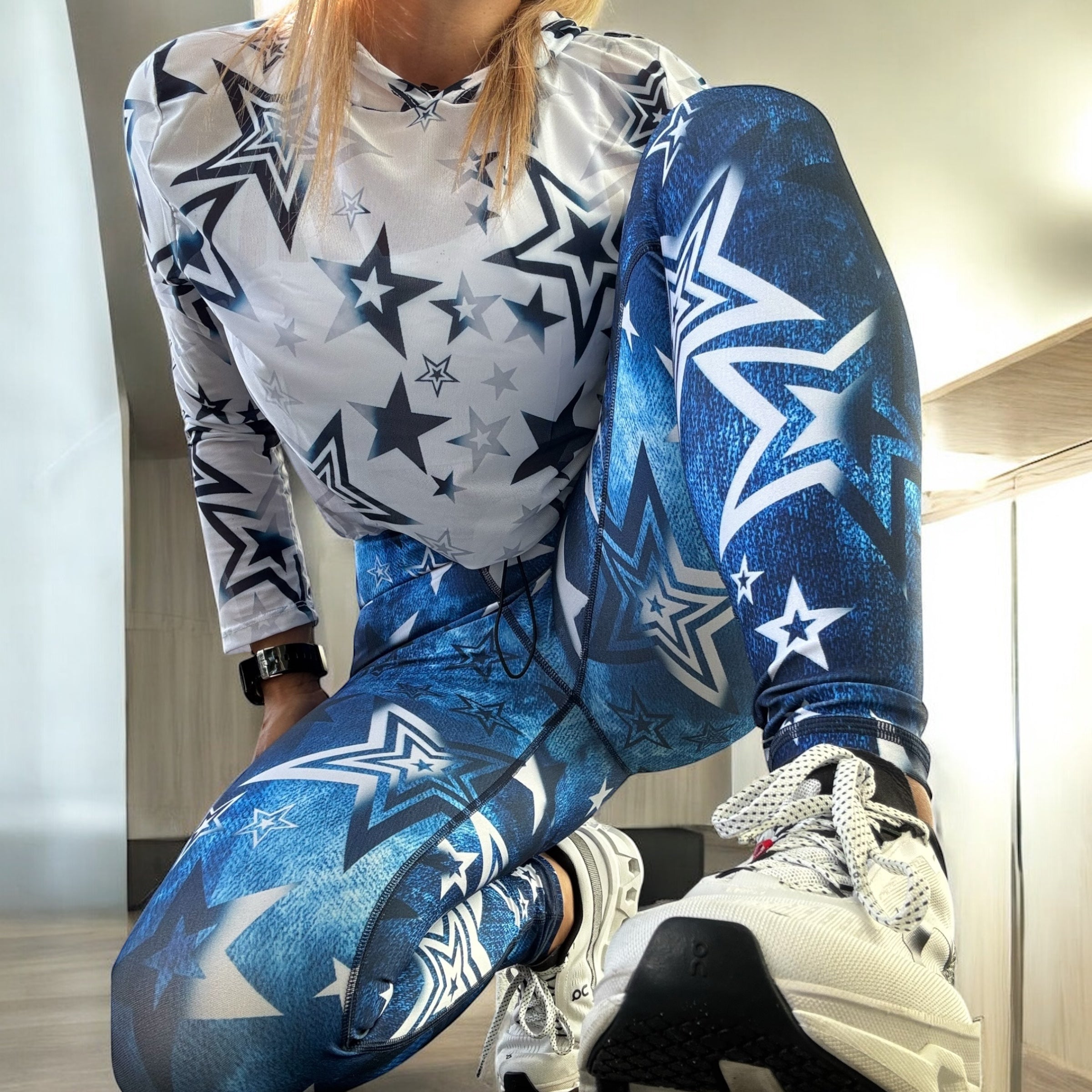 Sports Set blue Navy and white with stars - 2 pieces