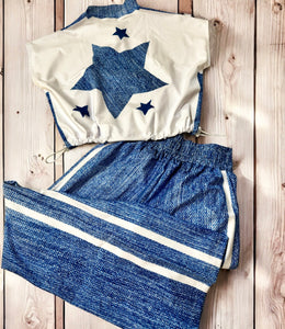 Fashion Set Pant jeans blue effect and Jacket