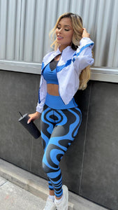 Jacket White and blue bondi leather effect