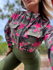 Military jacket stars pink - supplex