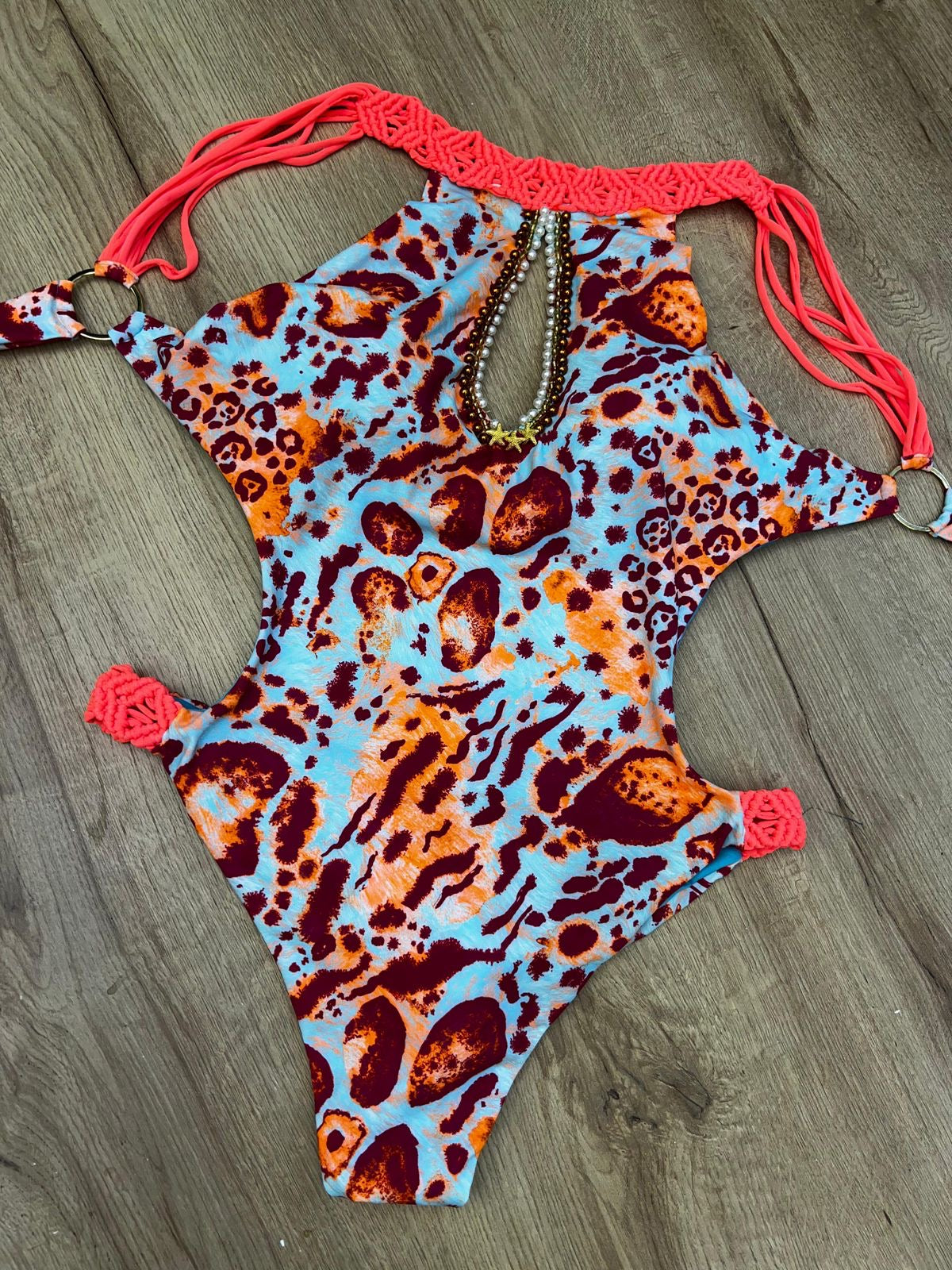 Bodysuit prints with pearls swimwear