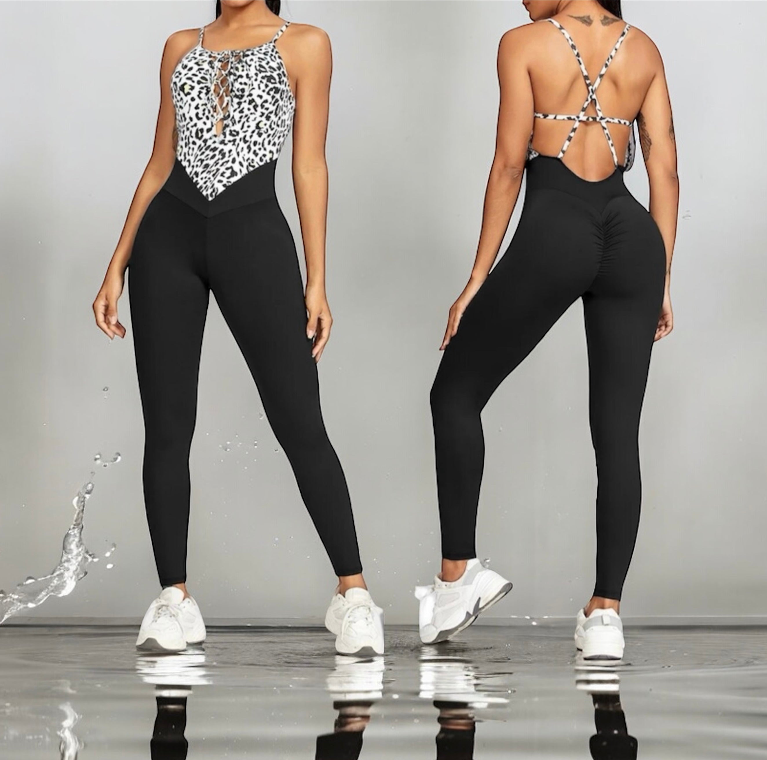 Jumpsuit animal print Leopard white