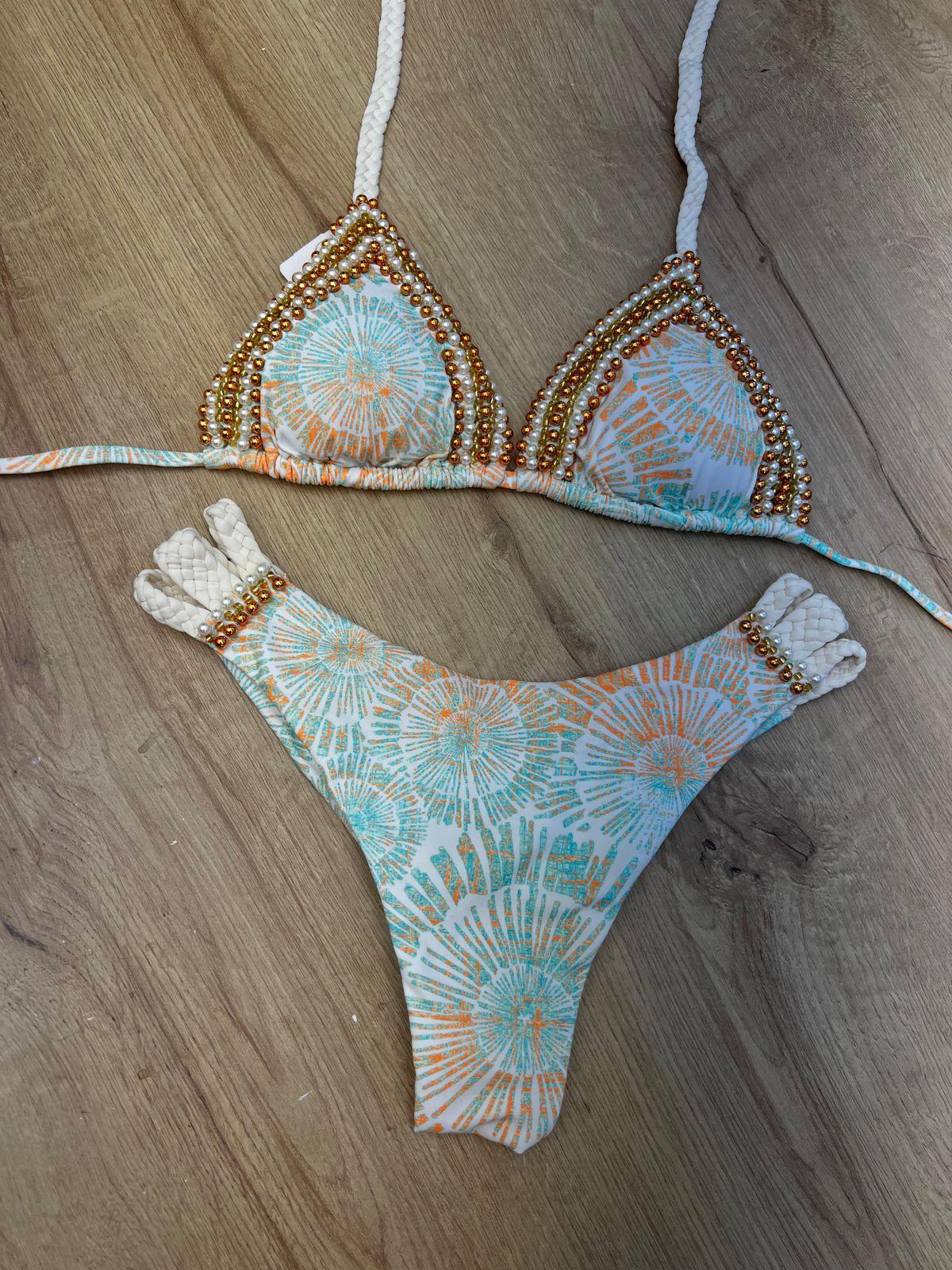 Maretta prints with pearls bikini swimsuit