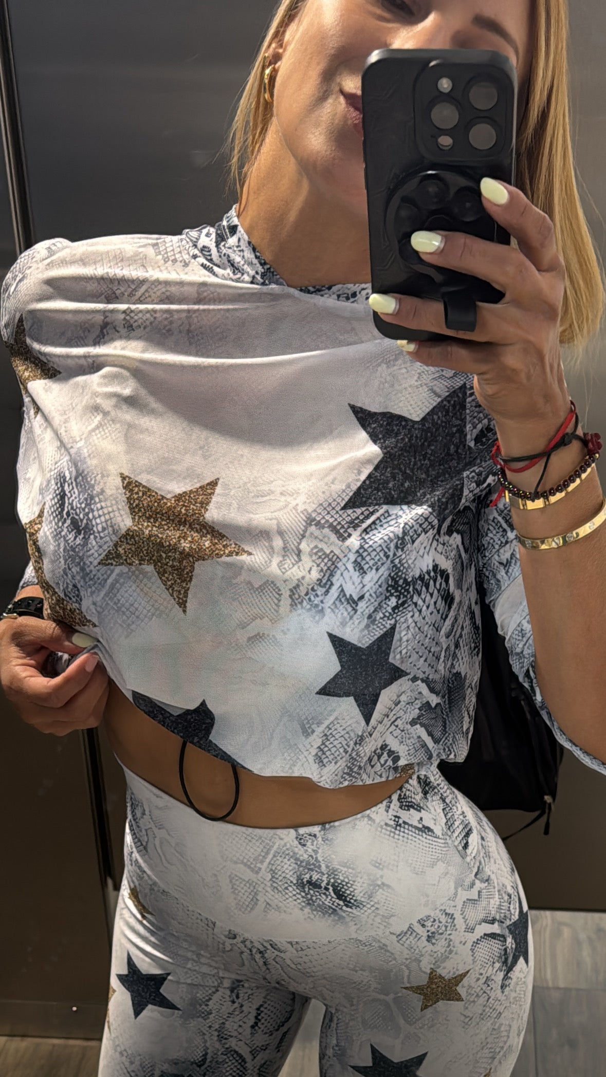 Sport Set white Snake with stars golg - legging and Mesh