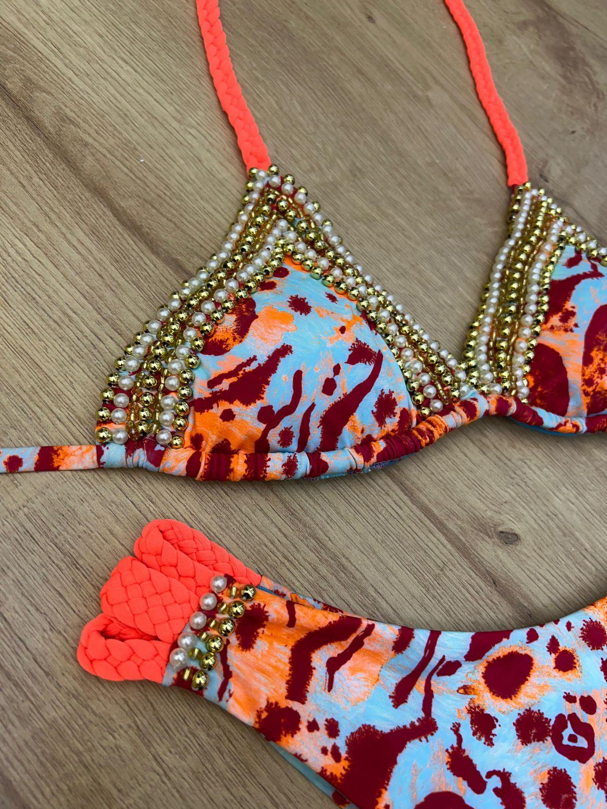 Maretta prints with pearls bikini swimsuit