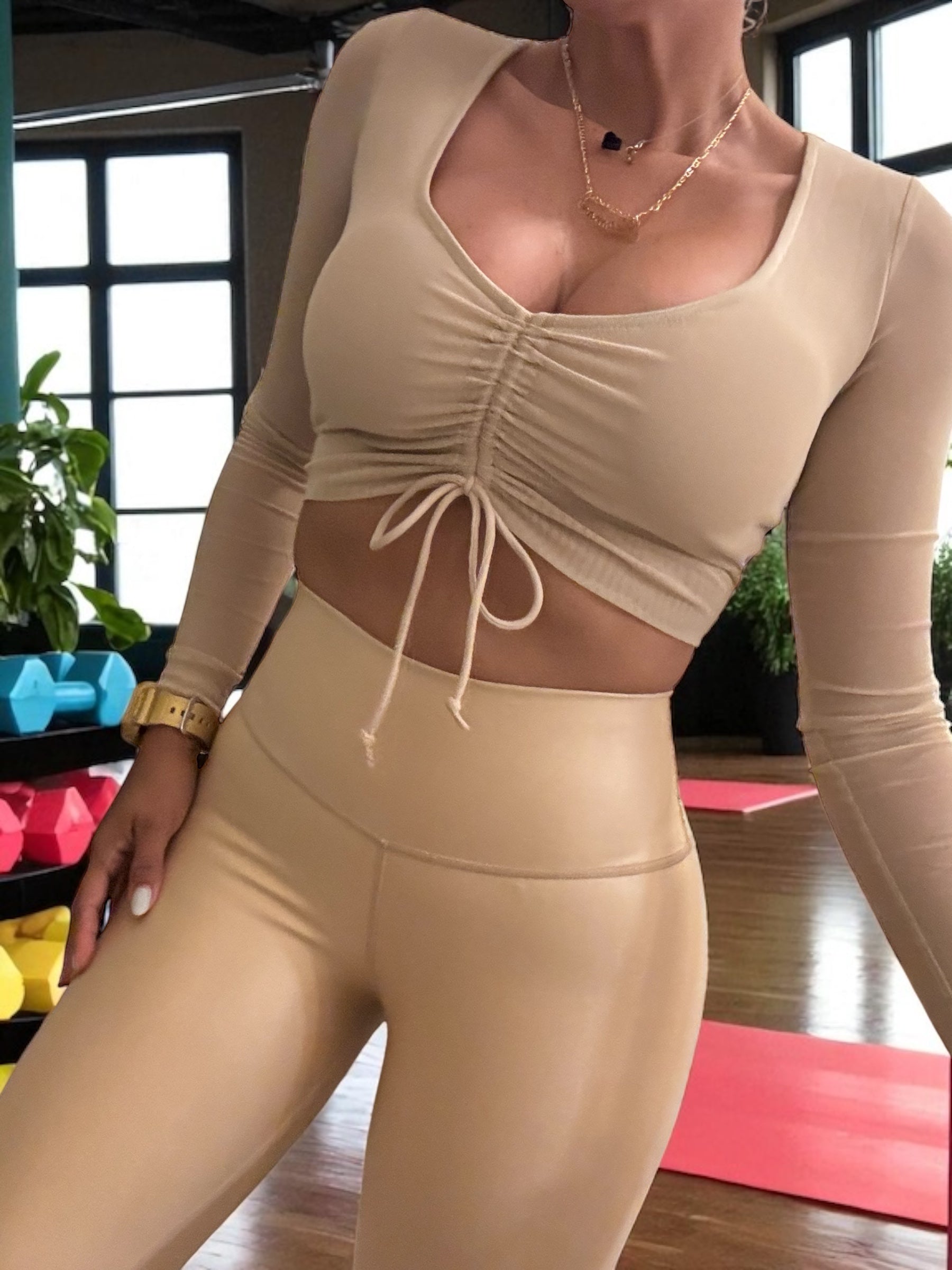 Long sleeve Mesh crop top power