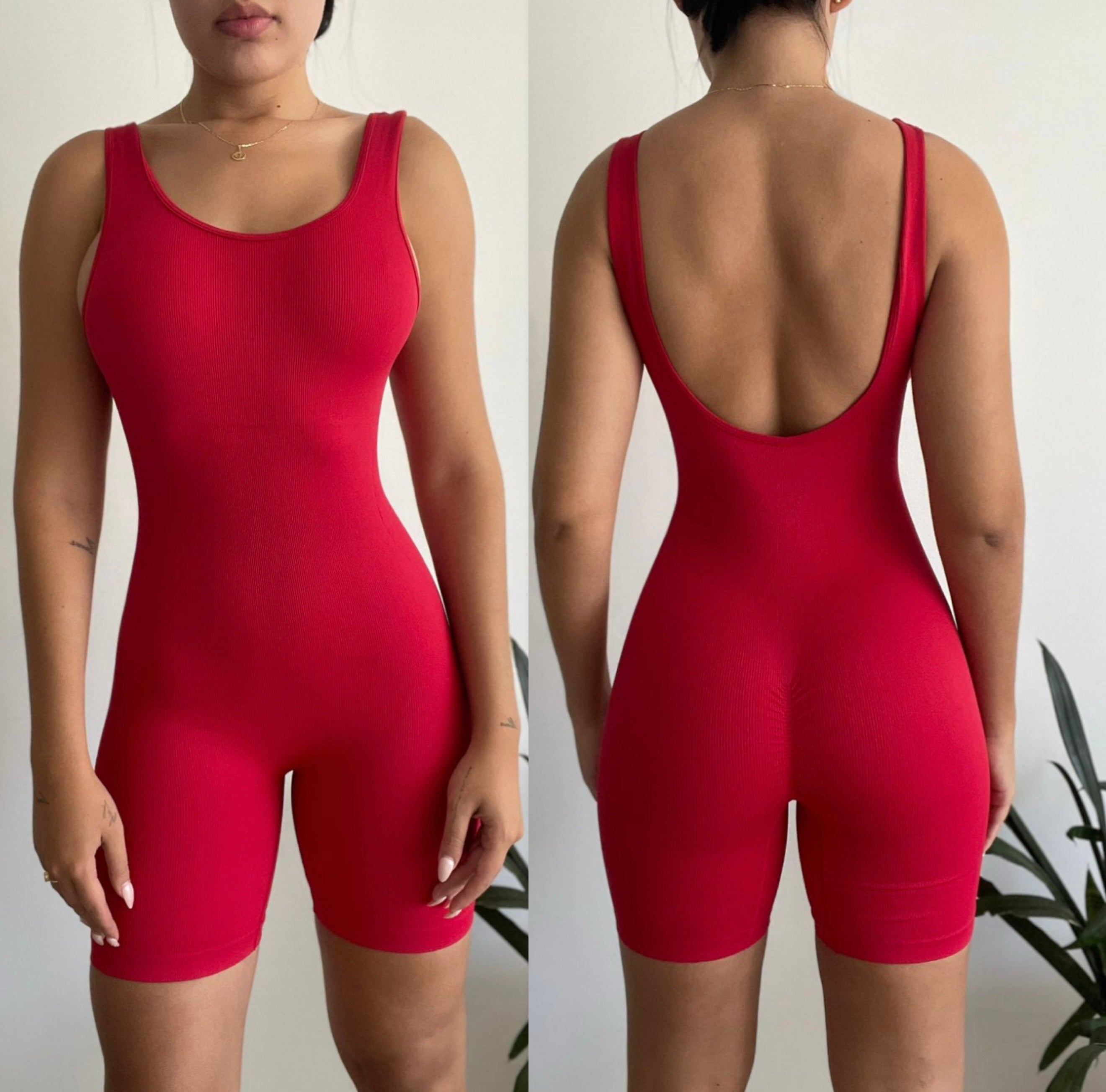 Fashion short jumpsuit ribbed fabric