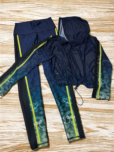 Sport set Blue Navy and neón supplex - legging and Mesh