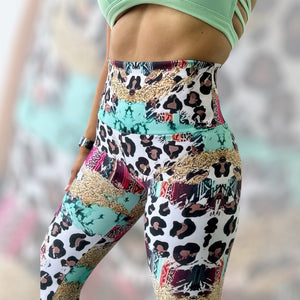 Legging Supplex leopard print mint