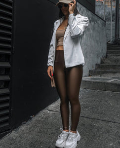 Brown color legging effect leather basic