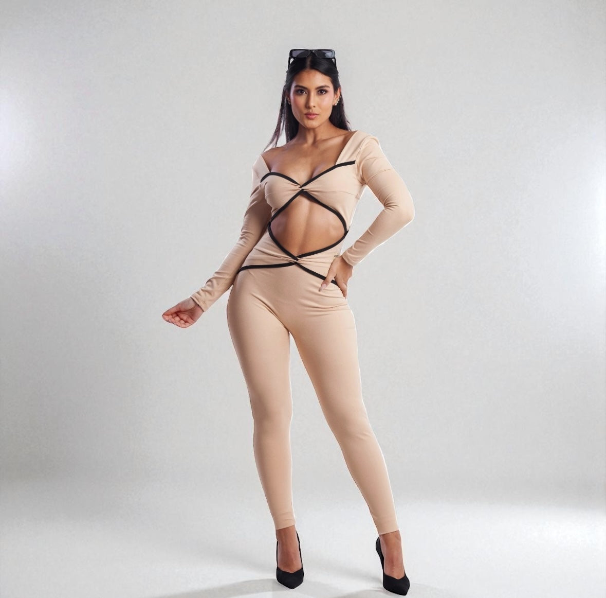 Jumpsuit beige supplex fashion