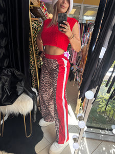 Pant fashion Leopard with red