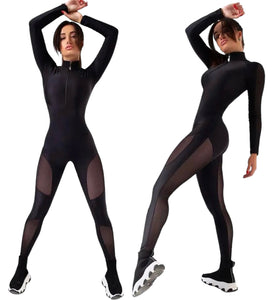 Long-sleeve Sport Jumpsuit with transparency – Swimwear and
