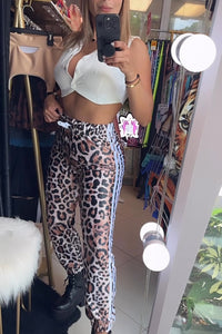 Fashion Jogger leopard with three white stripes