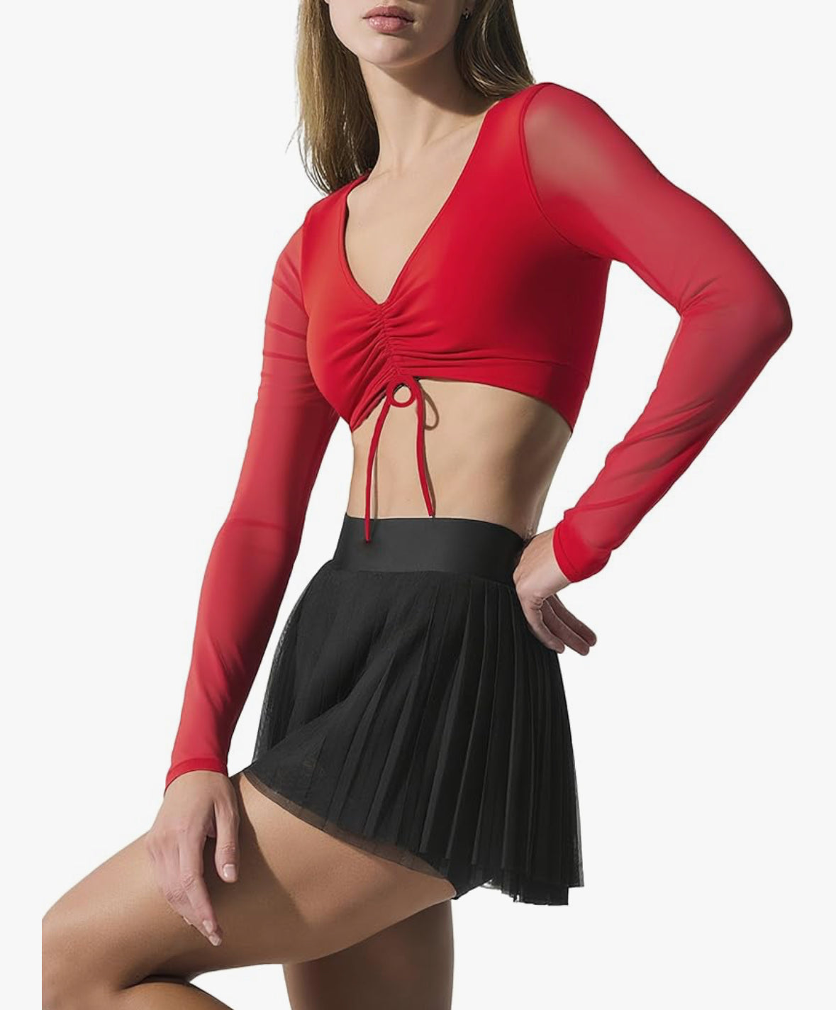Long sleeve Mesh crop top power