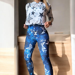 Sports Set blue Navy and white with stars - 2 pieces