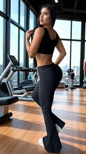 Set black bell-bottom leggings and top