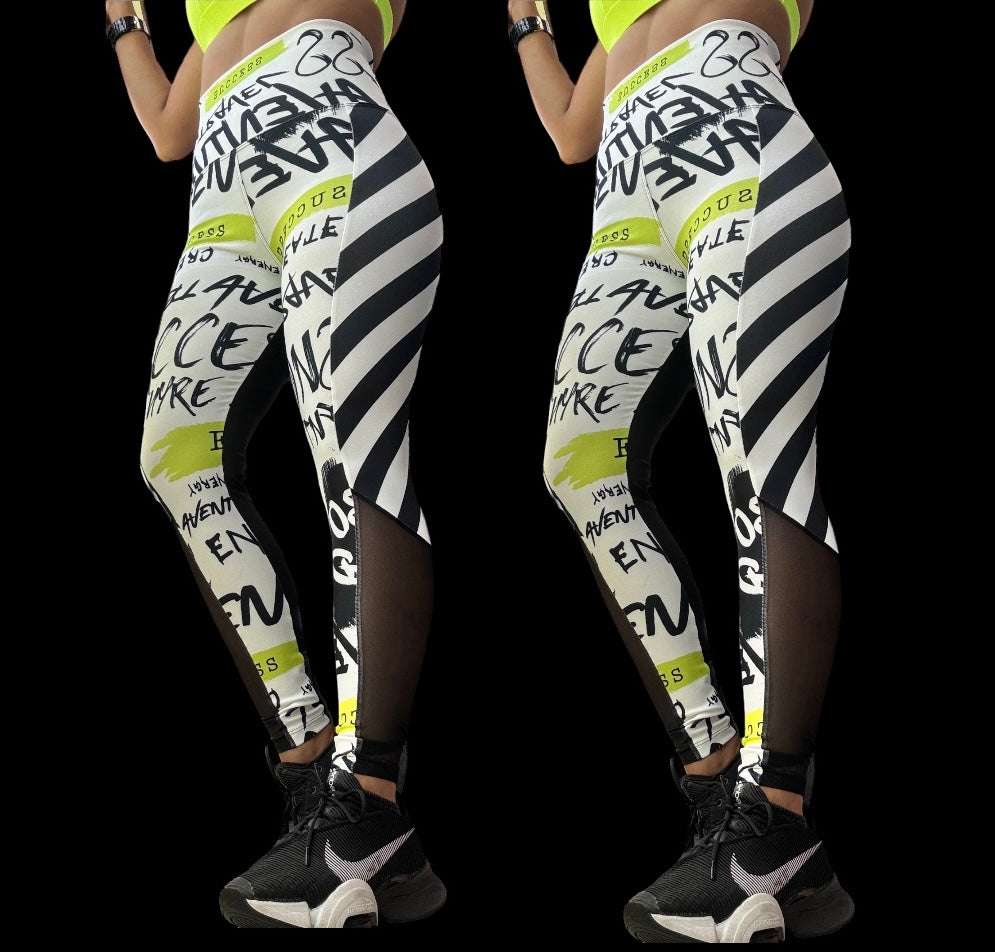 Racing white with neón leggings basic