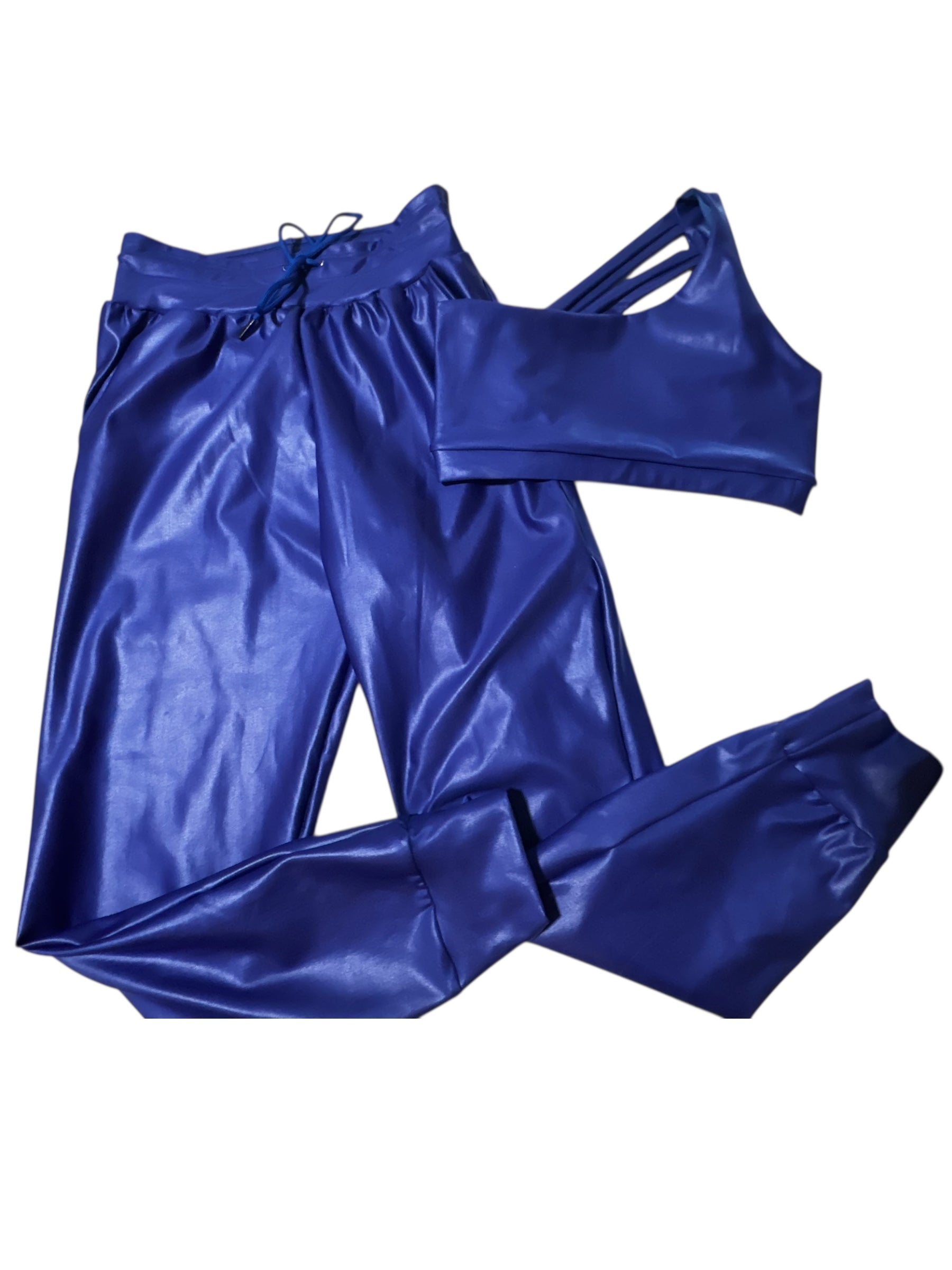 Set Sport Jogger blue color effect leather